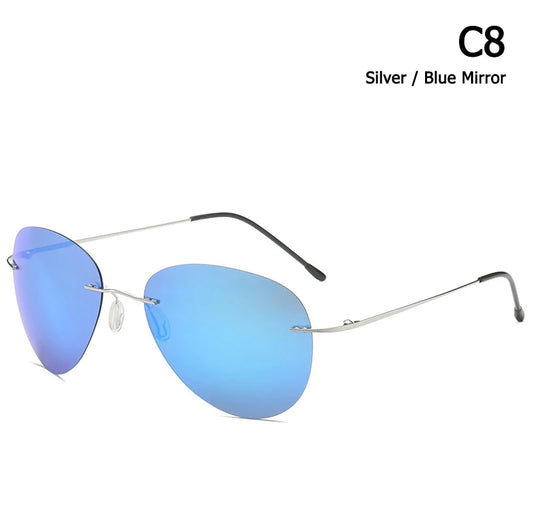 Foldable Rimless Pilot Polarized Sunglasses