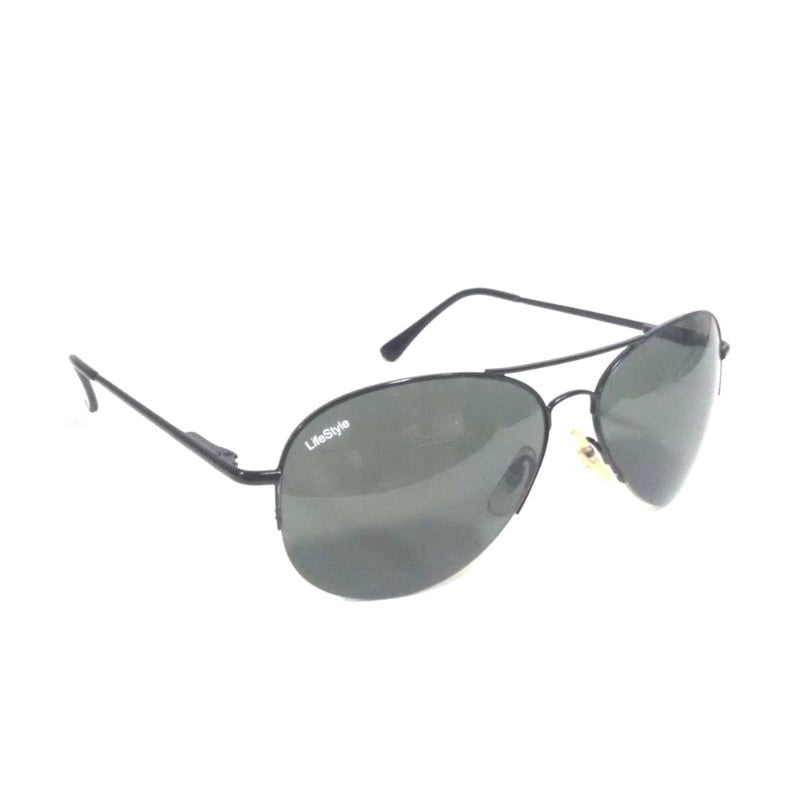 Black Pilot-Style Sunglasses with Polycarbonate UV400 Lenses