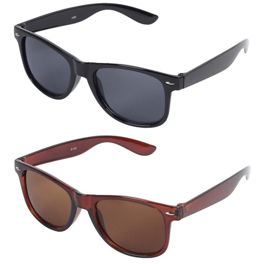 Pack of 2 Black and Brown Rectangle Sunglasses for Men