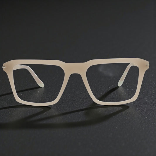Cream Rectangle Eyeglasses – Lightweight Acetate Frame for Men & Women (50-20-145)