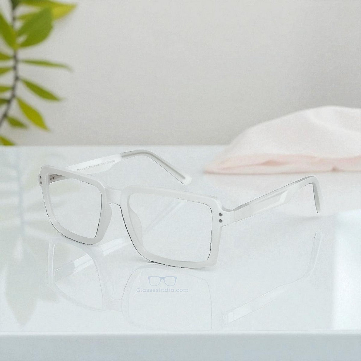 White Crutch Glasses for Eyelid Support Ptosis– Rectangle Frame