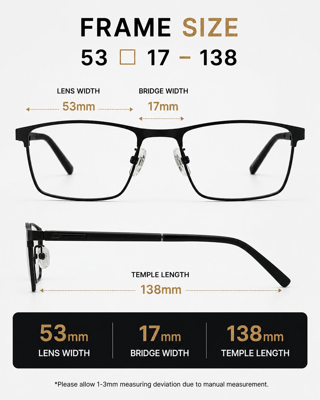 Premium Luxury Rectangle Black Full Frame Glasses