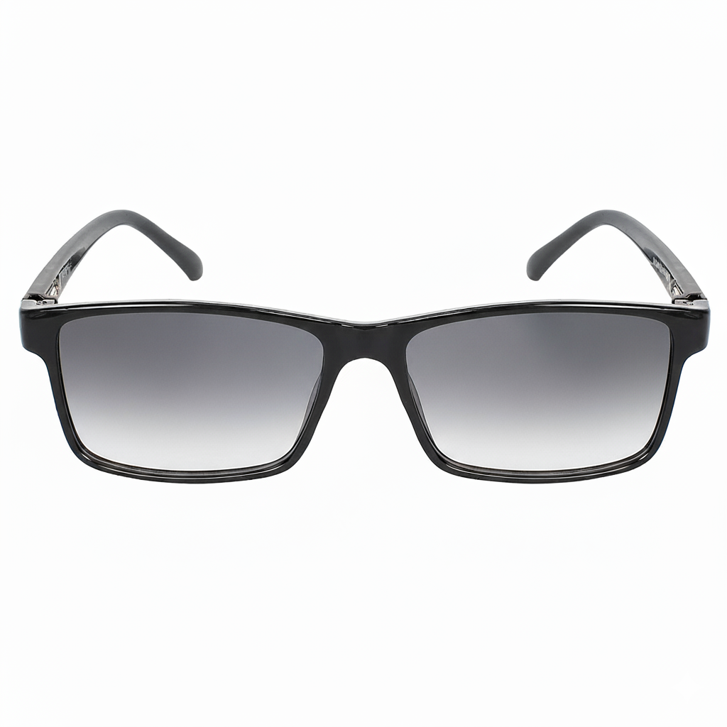 ARTView AV104 Rectangle Sunglasses | Classic Black TR90 Frame | Premium CR-39 Grey Tint | Size 55mm (Universal Fit) | Power Compatible
