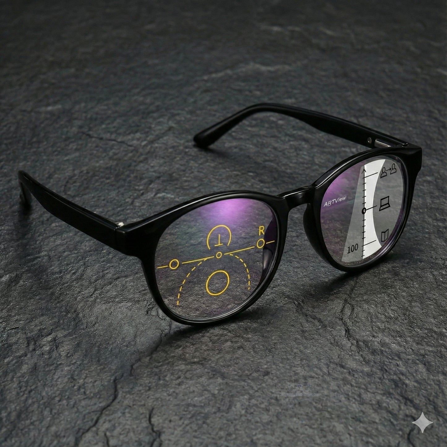ARTView Black Round Progressive Multifocal Glasses for Men & Women – AV107