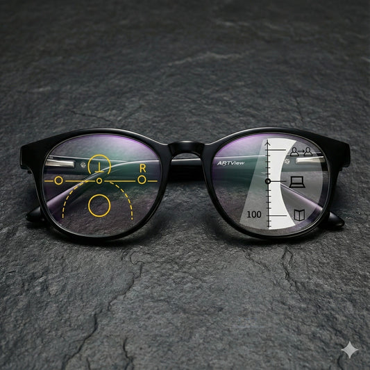 ARTView Black Round Progressive Multifocal Glasses for Men & Women – AV107