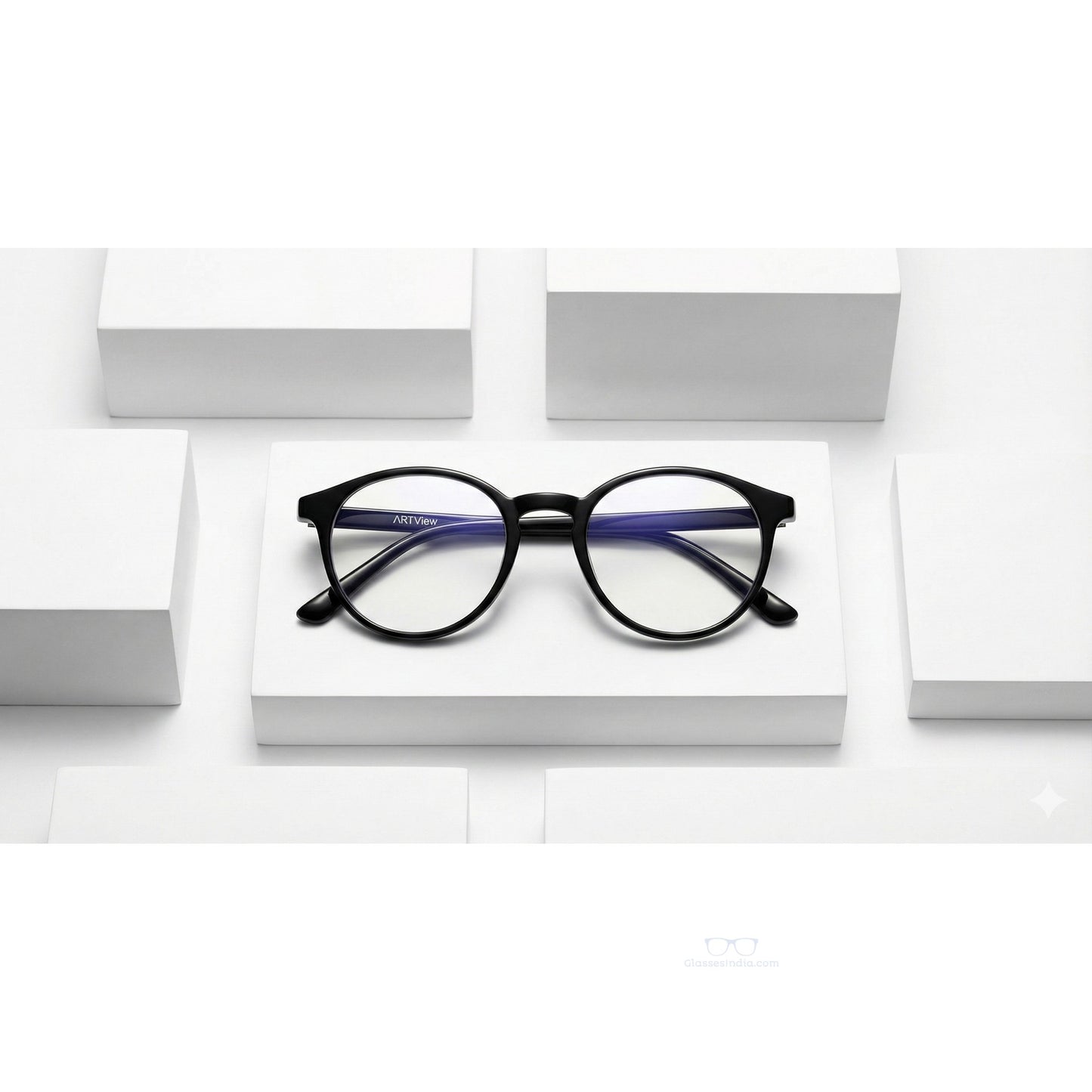 ARTView Black Round Progressive Multifocal Glasses for Men & Women – AV107