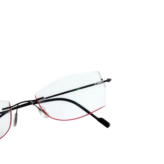 Black Rimless Butterfly Glasses with Red Border