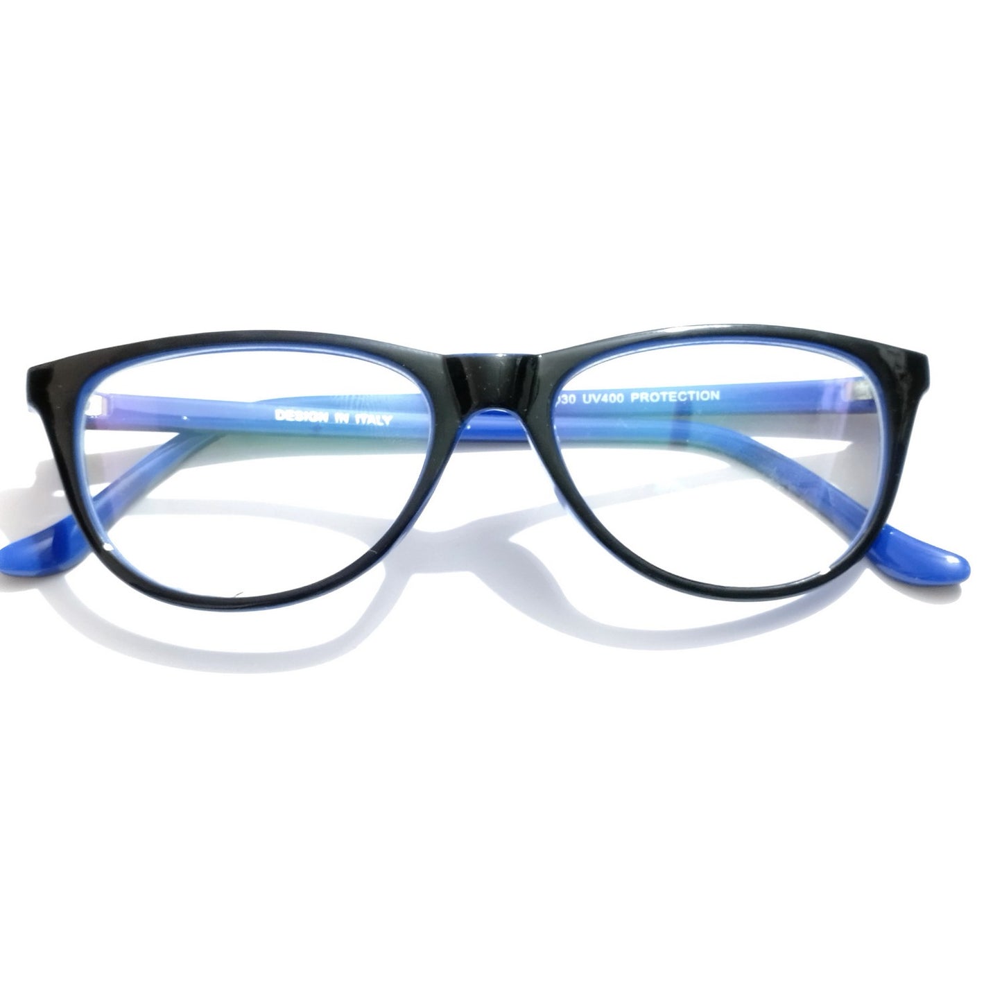 Black Front Blue Side Cat Eye Glasses for Women