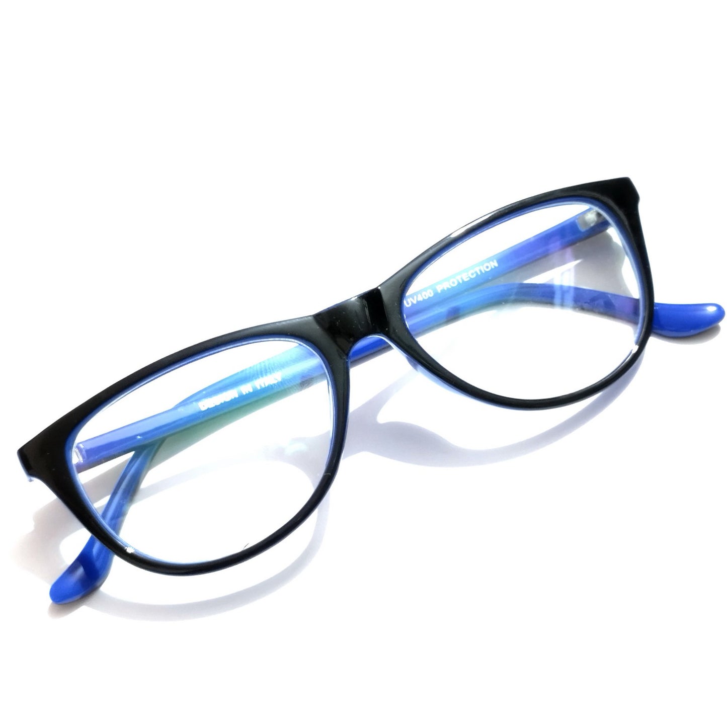 Black Front Blue Side Cat Eye Glasses for Women