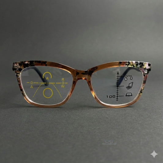 ARTView Brown Soft Rectangle Progressive Glasses for Women