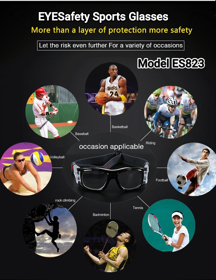 Black Frame Clear Lens Sports Sunglasses with Strap