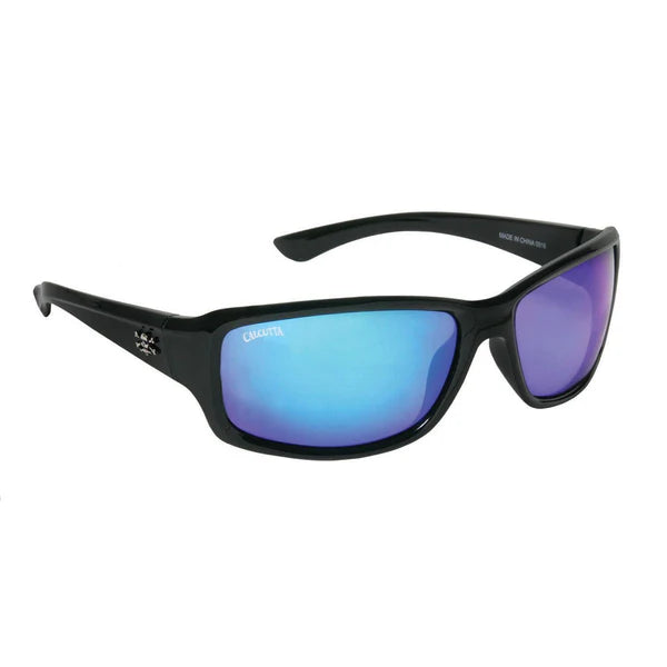 EYESafety Black Frame Blue Mirrored Polarized Sunglasses