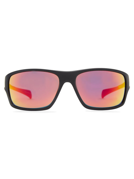 EYESafety Matt Black Frame Red Mirrored Sports Sunglasses