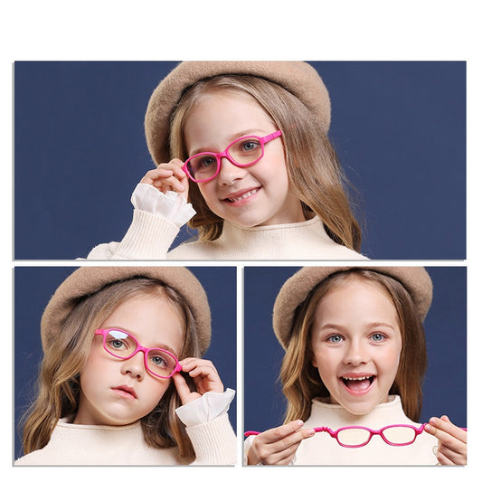 S304 flexible kids optical frame front view on a white background
