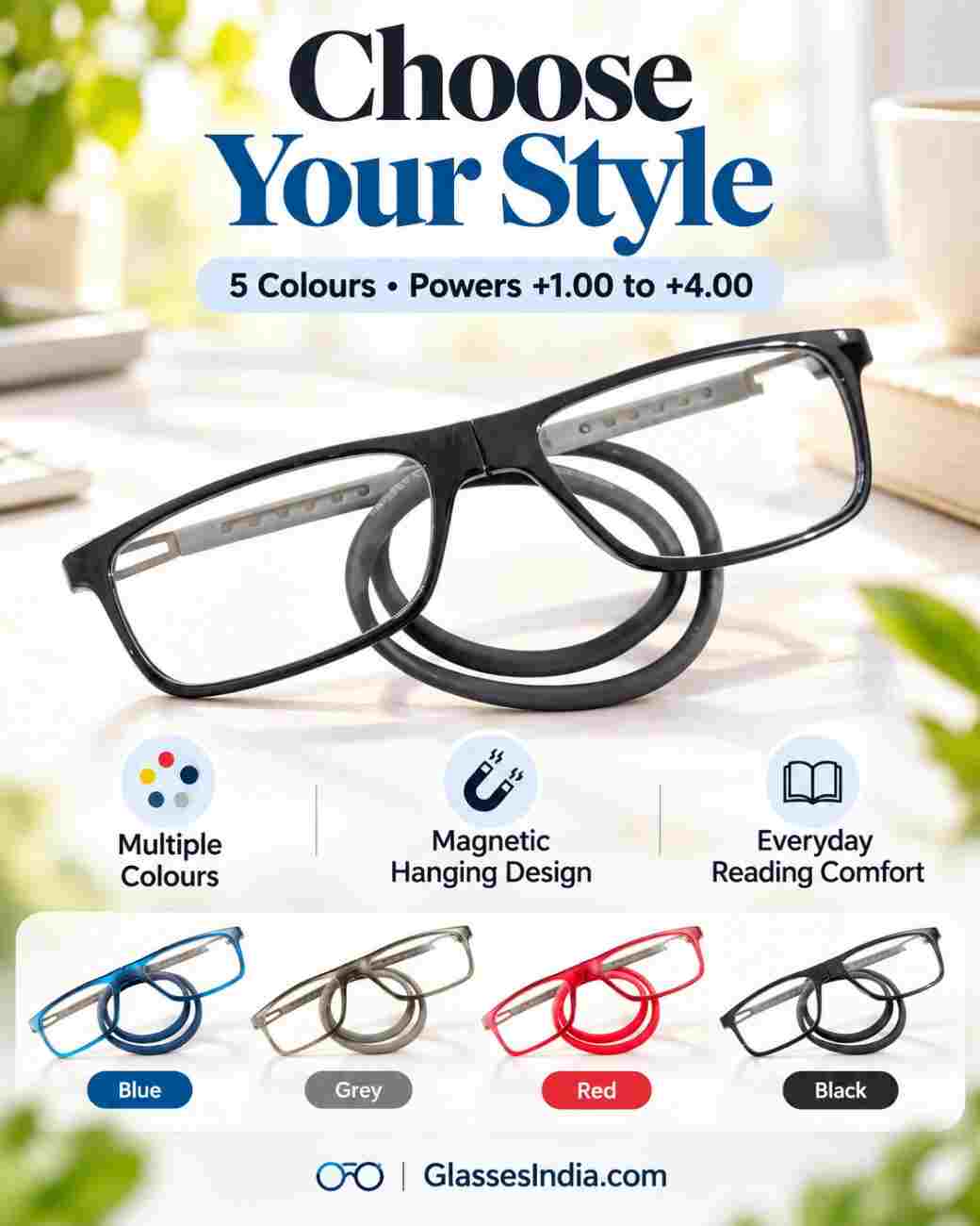 Stylish Folding Hanging Reading Glasses