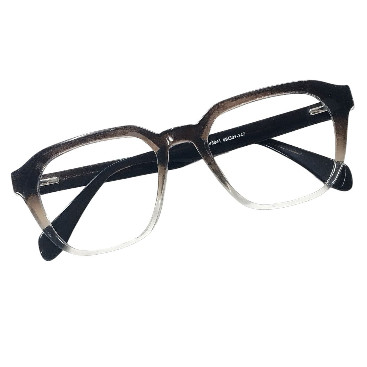 Geometric Eyelid Support Glasses with Nylon Lift Thread – Smoky Brown Gradient to Clear Square Frame | TR90 | Model 143041 | Size 49-21-147