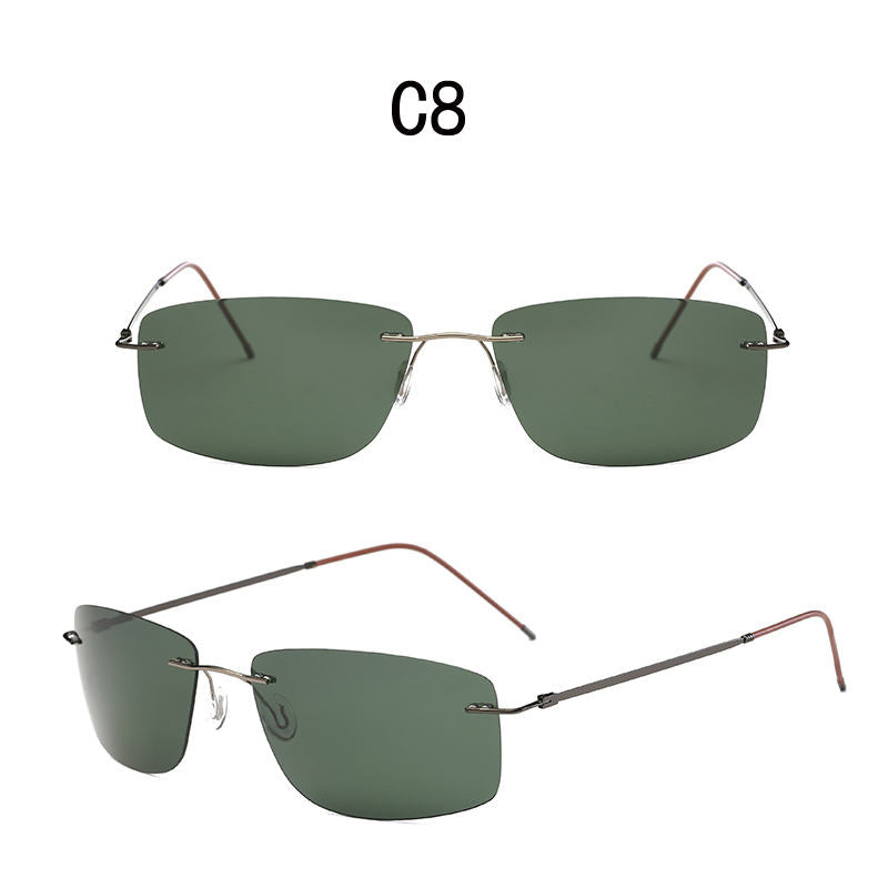 VisionAir Rimless Large Rectangle Polarized Sunglasses