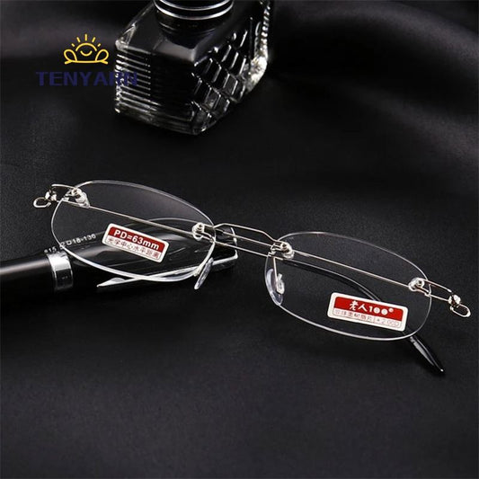 Ultralight Frameless Rimless Reading Glasses for Men Women Diamond Cutting