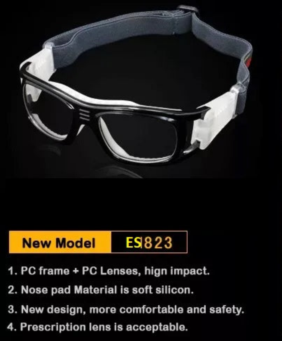 White Clear Football Soccer Sports Glasses with Power For Adults