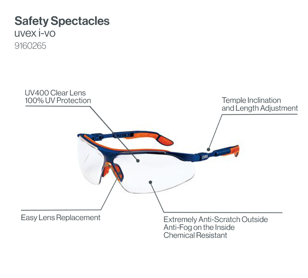 Clear Anti Fog Anti Mist Uvex ivo 9160265 Safety Glasses