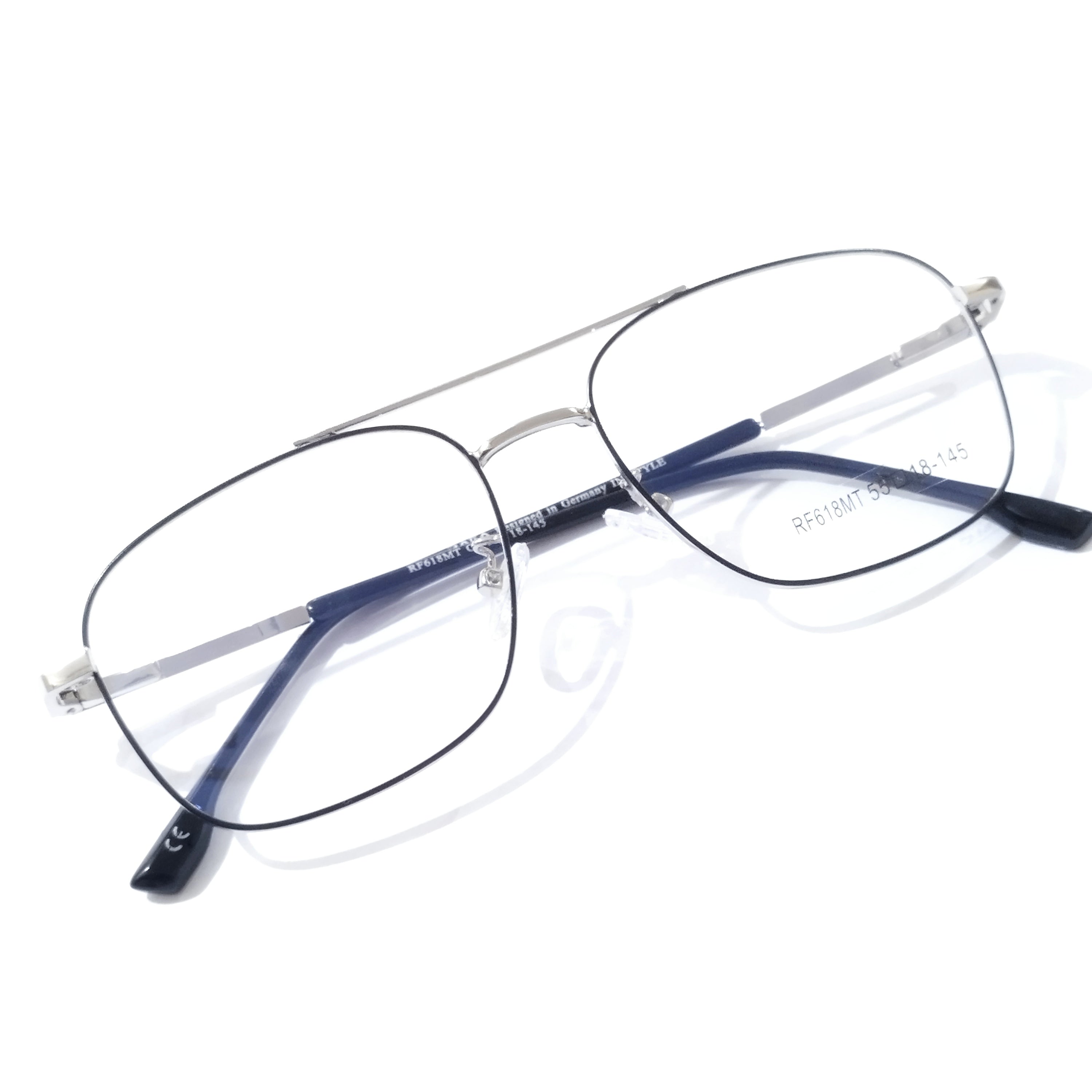 Black-Silver Trendy Latest Fashion Executive Square Office Wear Spectacle Frame Glasses
