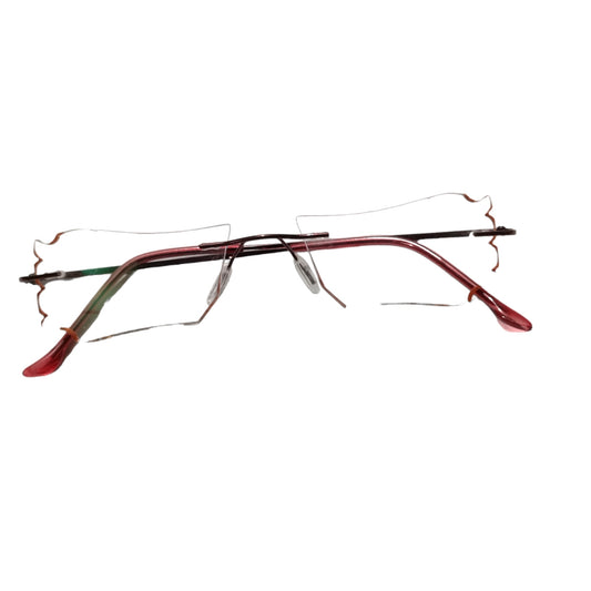Red Designer Rimless Party Wear with Blue Light Block Lenses