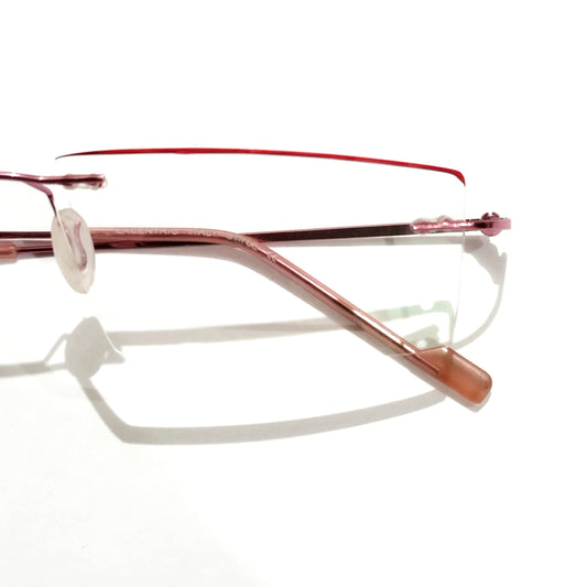 Pink Rimless Reading Glasses with Anti Glare coating Power +1.00