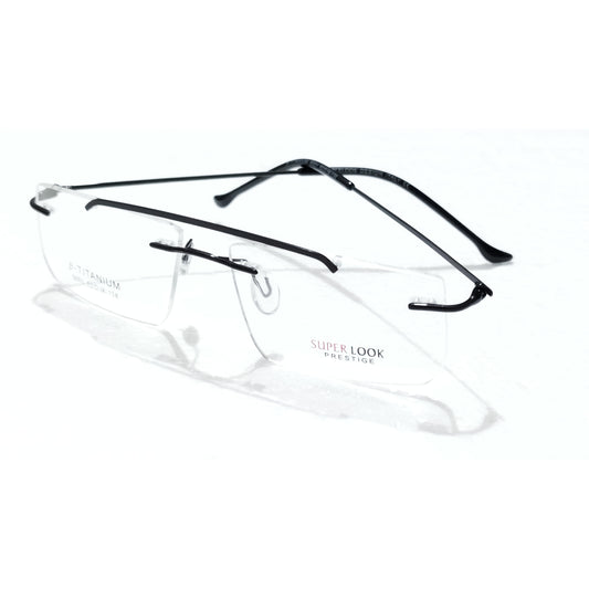 Black Rectangle Rimless Glasses Frameless Specs
