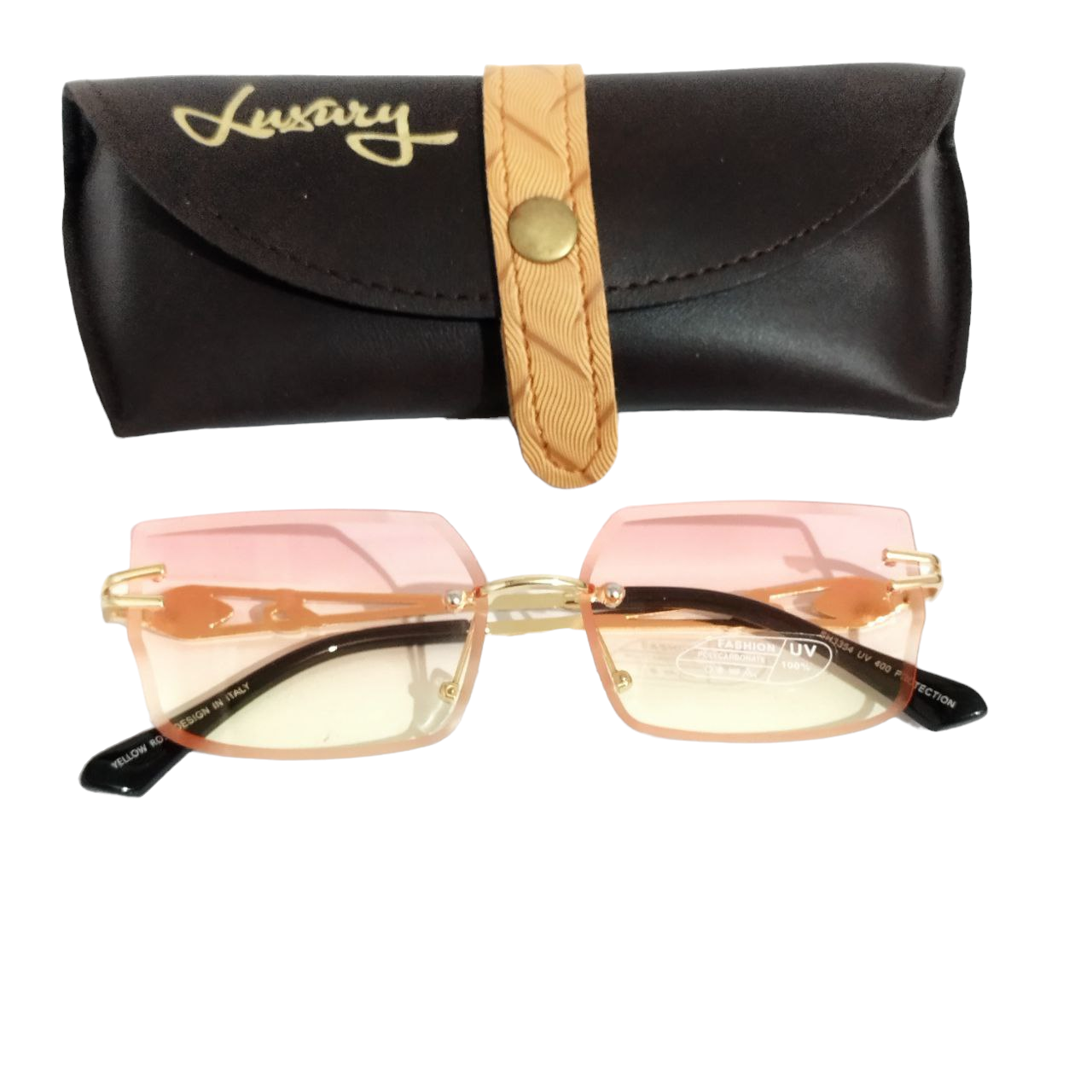 Pink Yellow : Chic Rimless Sunglasses