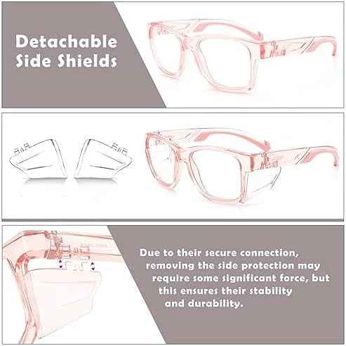EYESafety Power Safety Glasses with Side Shields Pink Transparent Glasses