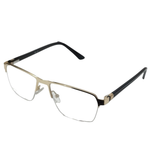 Luxury Executive Rectangle Gold Half Frame Supra Glasses