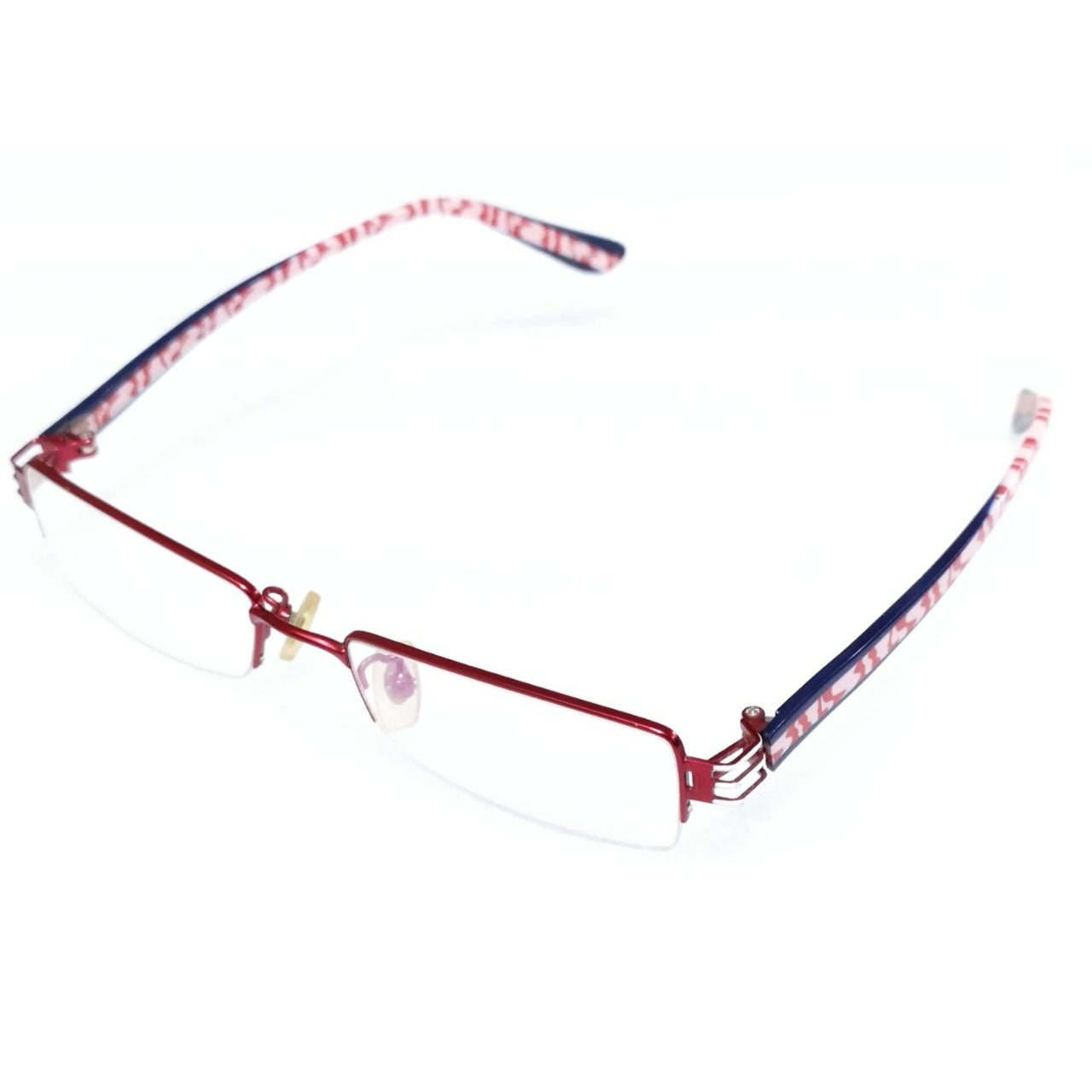 Red Designer Supra Half Rimless Blue Light Blocker Computer Glasses for Women X013