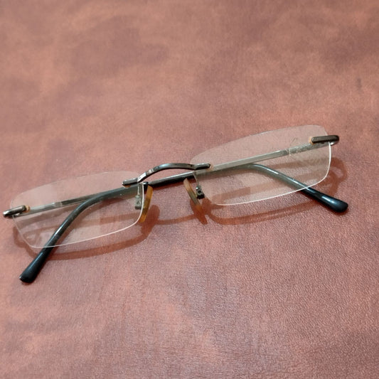 Grey Rectangle Rimless Reading glasses