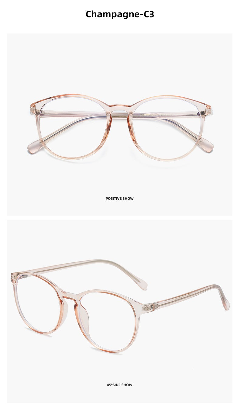 Luxury Transparent Brown Champagne Round Progressive Multifocal Reading Glasses