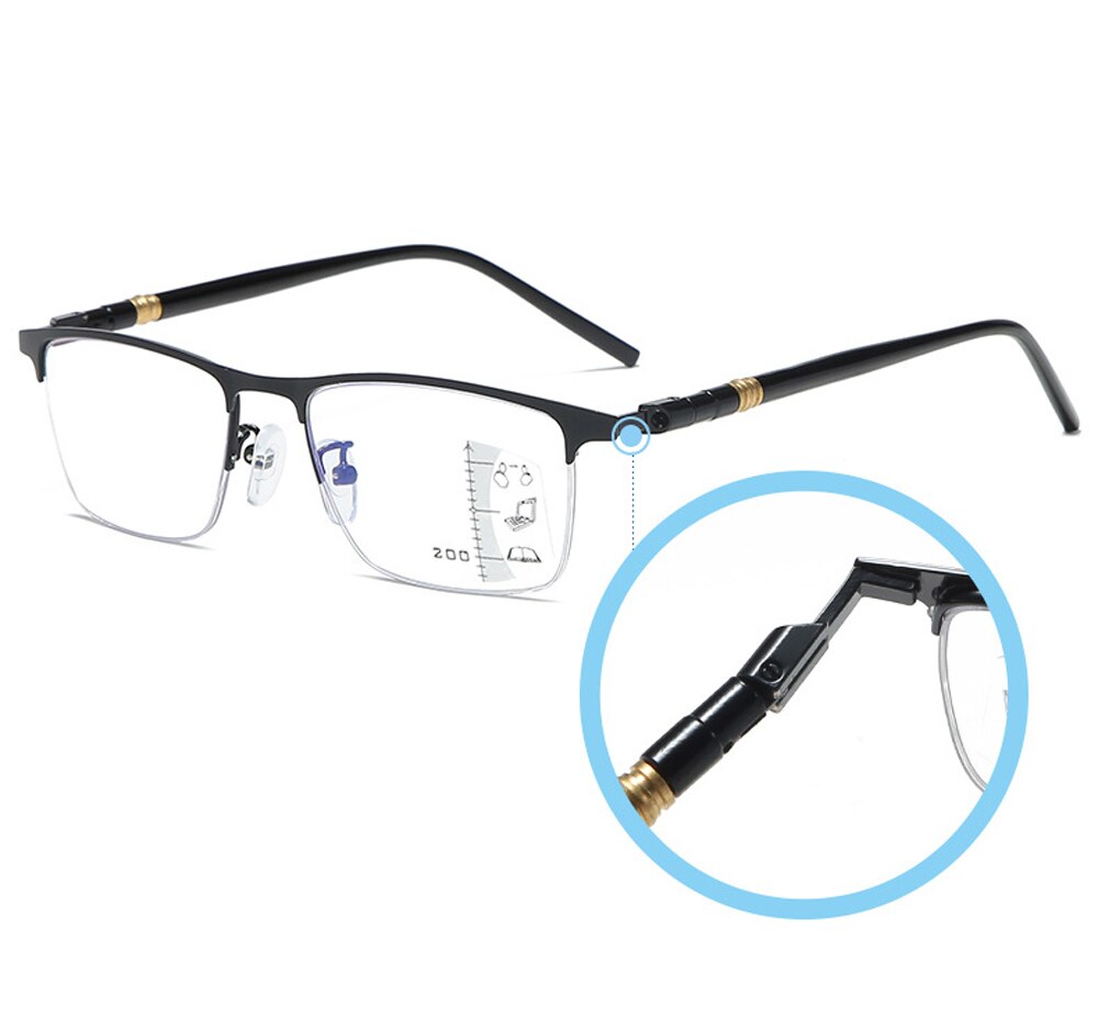Multifocal Progressive Computer Reading Glasses Men Anti Blue Light Glasses