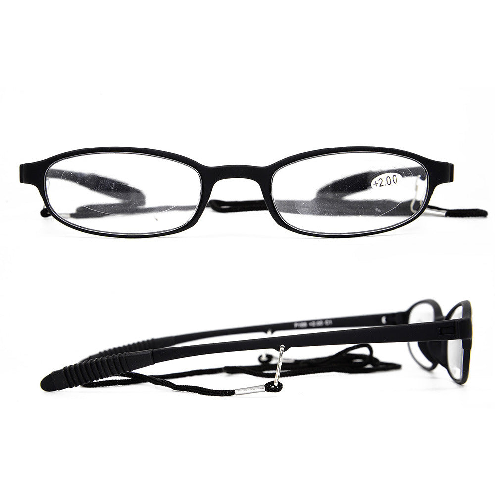 TR90 Flexible Memory Computer Reading Glasses with Thread - Black Oval Full Frame