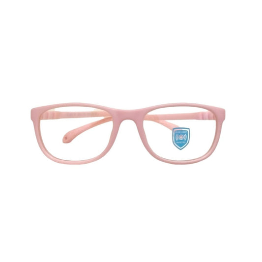 S303 pink flexible rectangle kids glasses C22 front view