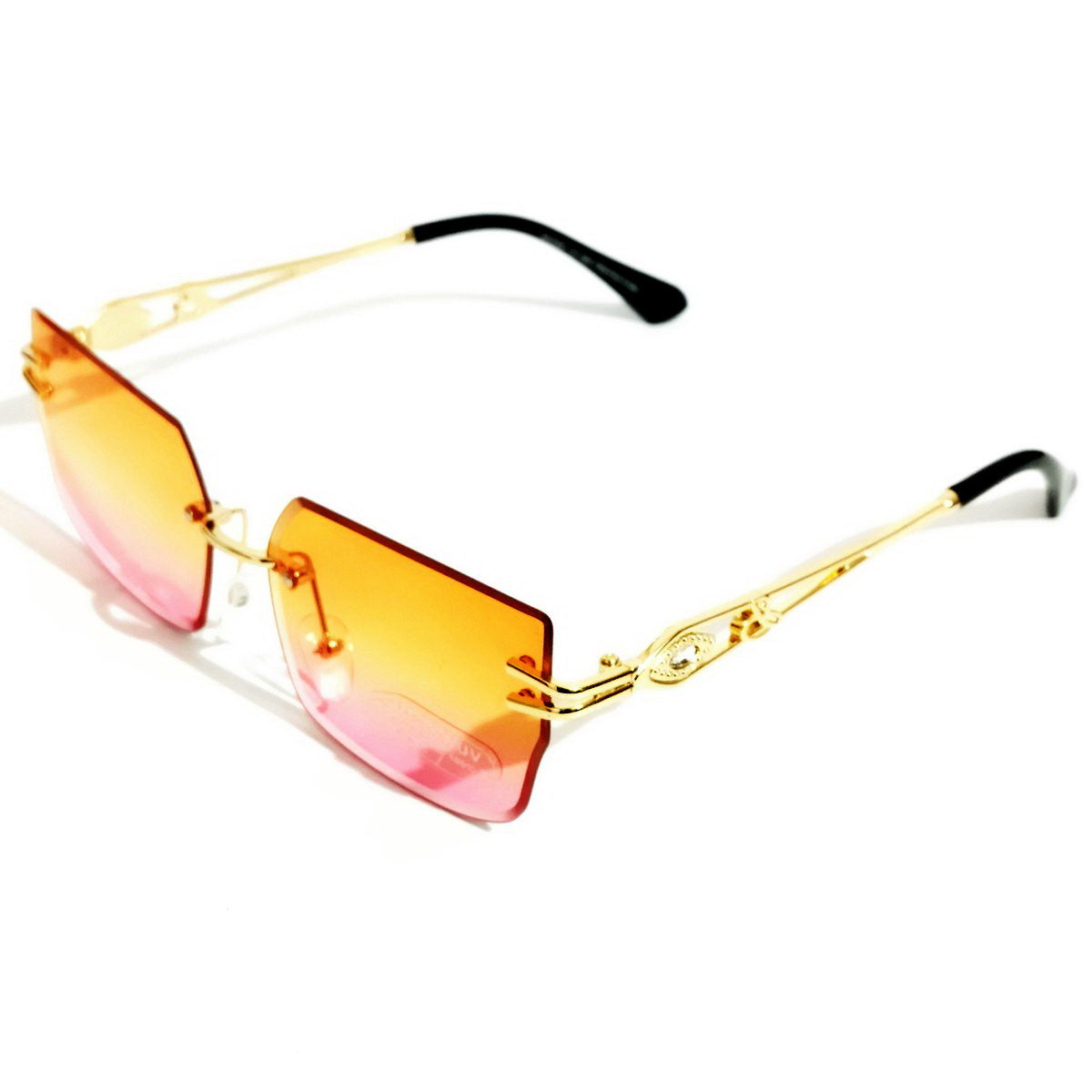 Yellow Pink Gradient Rimless Sunglasses
