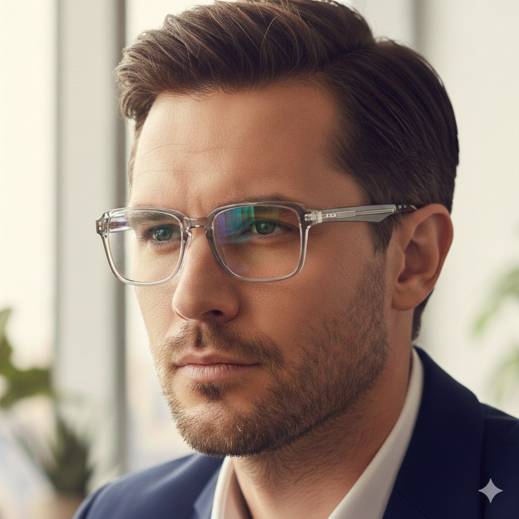 ARTView Transparent Grey Rectangle Spectacle Frame for Men & Women