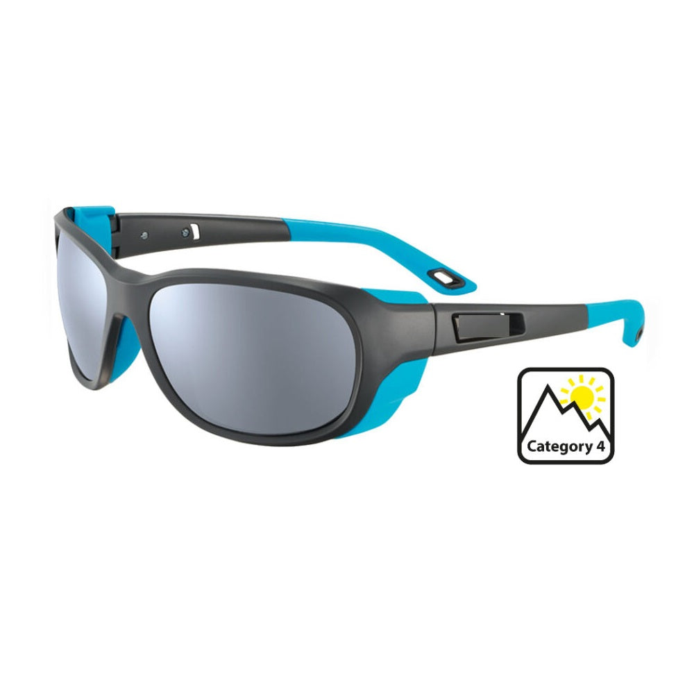 MATTE GREY BLUE CATEGORY Wraparound Sports Cycling Sunglasses with magnetic side shields