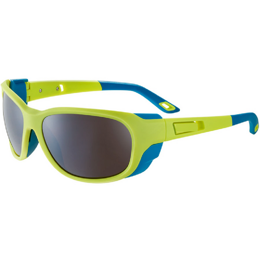 Matte Lime Blue Zone Brown Cat 4 Wraparound Mountaineering Sunglasses with magnetic side shields