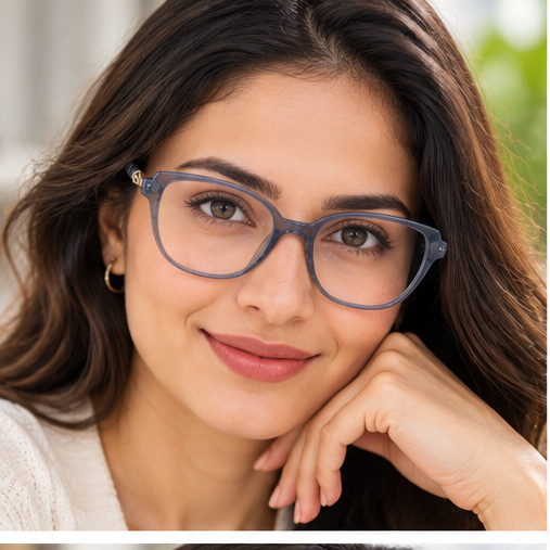 Zoe Miller ZMA 9086 blue grey acetate eyeglasses — additional studio or lifestyle gallery image 6