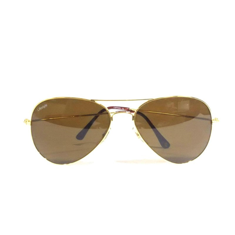 Classic Gold Frame Pilot Sunglasses with Brown Toughened Lenses – UV400 Protection