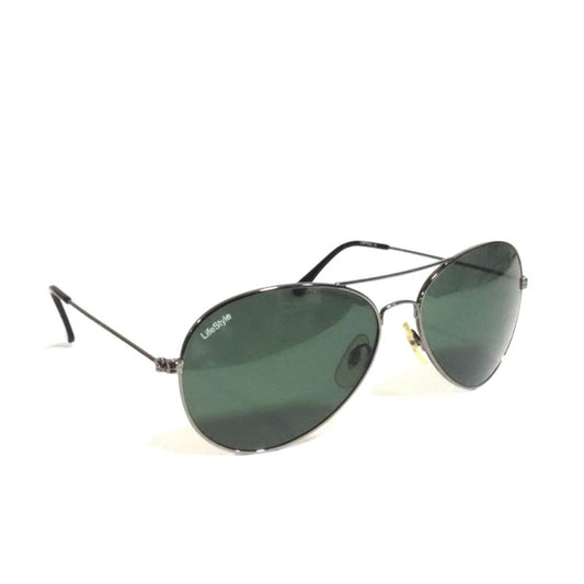 Classic Grey Captain Pilot Sunglasses with Green Toughened Lens