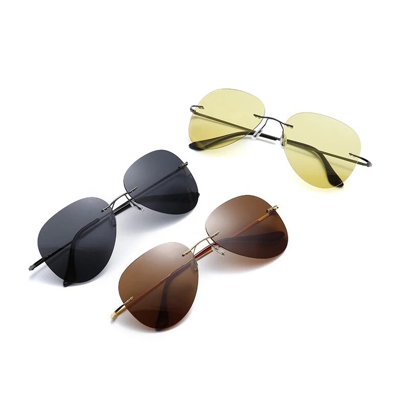 Foldable Rimless Cockpit Polarized Sunglasses