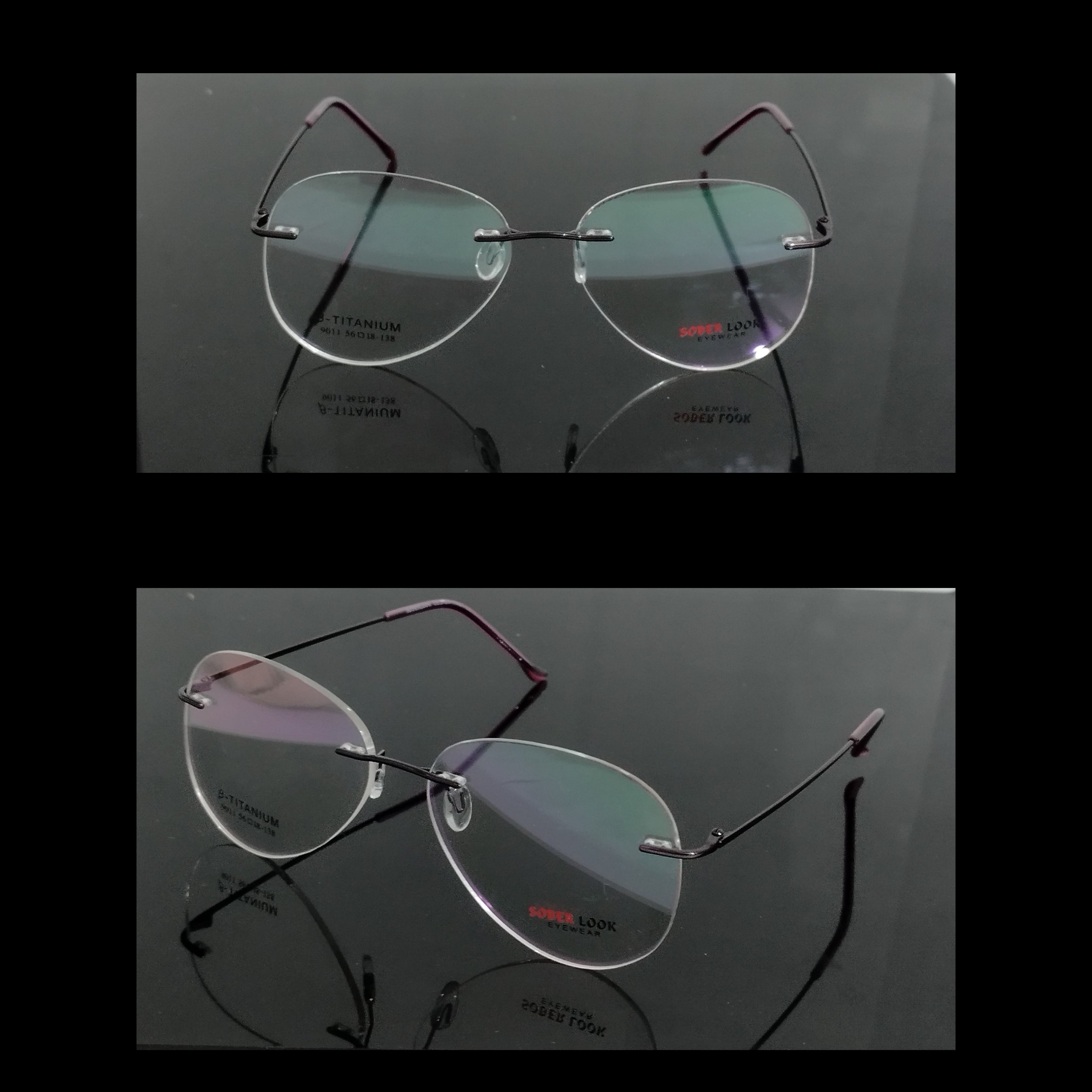Rimless Glasses Aviator Shape Feather Light Weight Frameless Specs