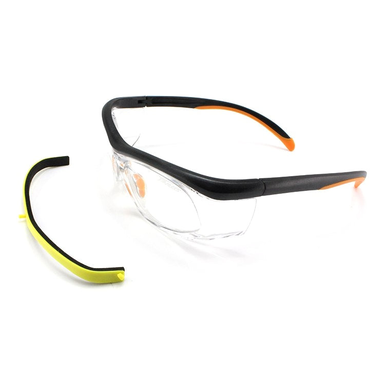 EYESafety Safety Glasses with Power Black Orange Clear Eyewear