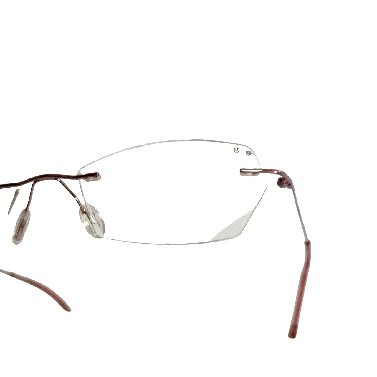 Luxury Pink Rimless Hexagonal Glasses with Design Stone