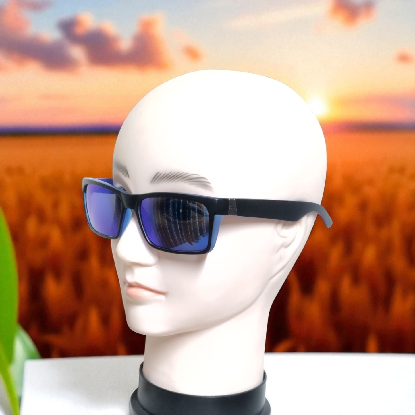 Black Blue Mirror Driving Sunglasses