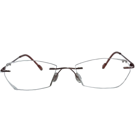 Luxury Pink Rimless Hexagonal Glasses with Design Stone